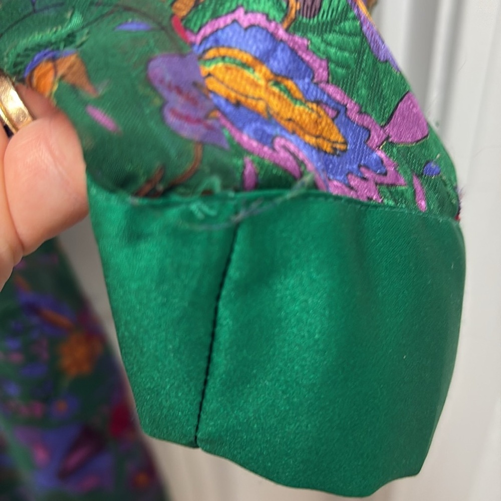 Vintage‎ Victorias Secret Belted Robe Kimono Gold Label Sheer Green Floral - Picture 4 of 9